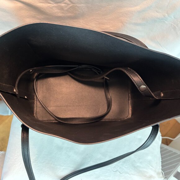 Pixie Mood Black Vegan Leather Tote Bag Large Shoulder Bag Work Purse - Picture 6 of 8